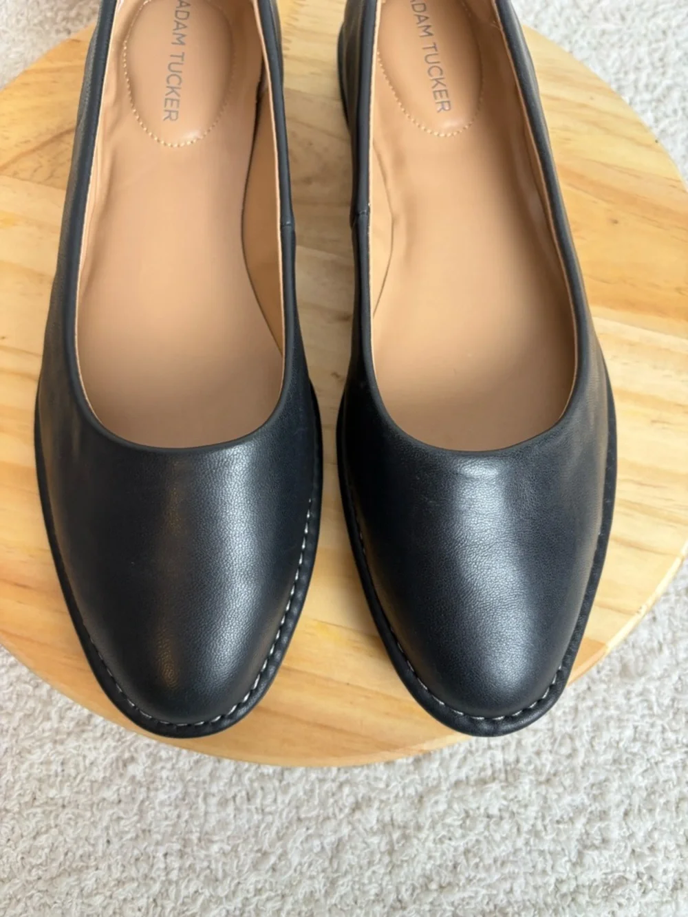 Adam Tucker Shoes Womens 7.5M Darby Slip On Leather Padded Minimalist in Black
